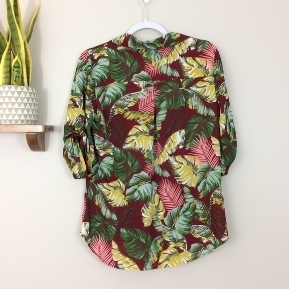 New York Company Banana Palm Leaf Blouse‎ NWT Small Tropical Beach Resort - Picture 7 of 8